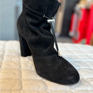Gianvito Rossi Black Suede Bootie with adjustable ankle tie